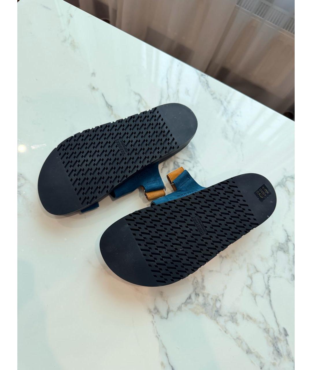 HERMES Мульти замшевые шлепанцы, фото 3