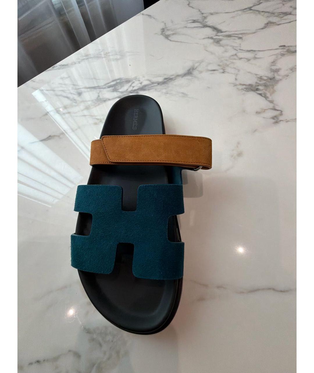 HERMES Мульти замшевые шлепанцы, фото 4