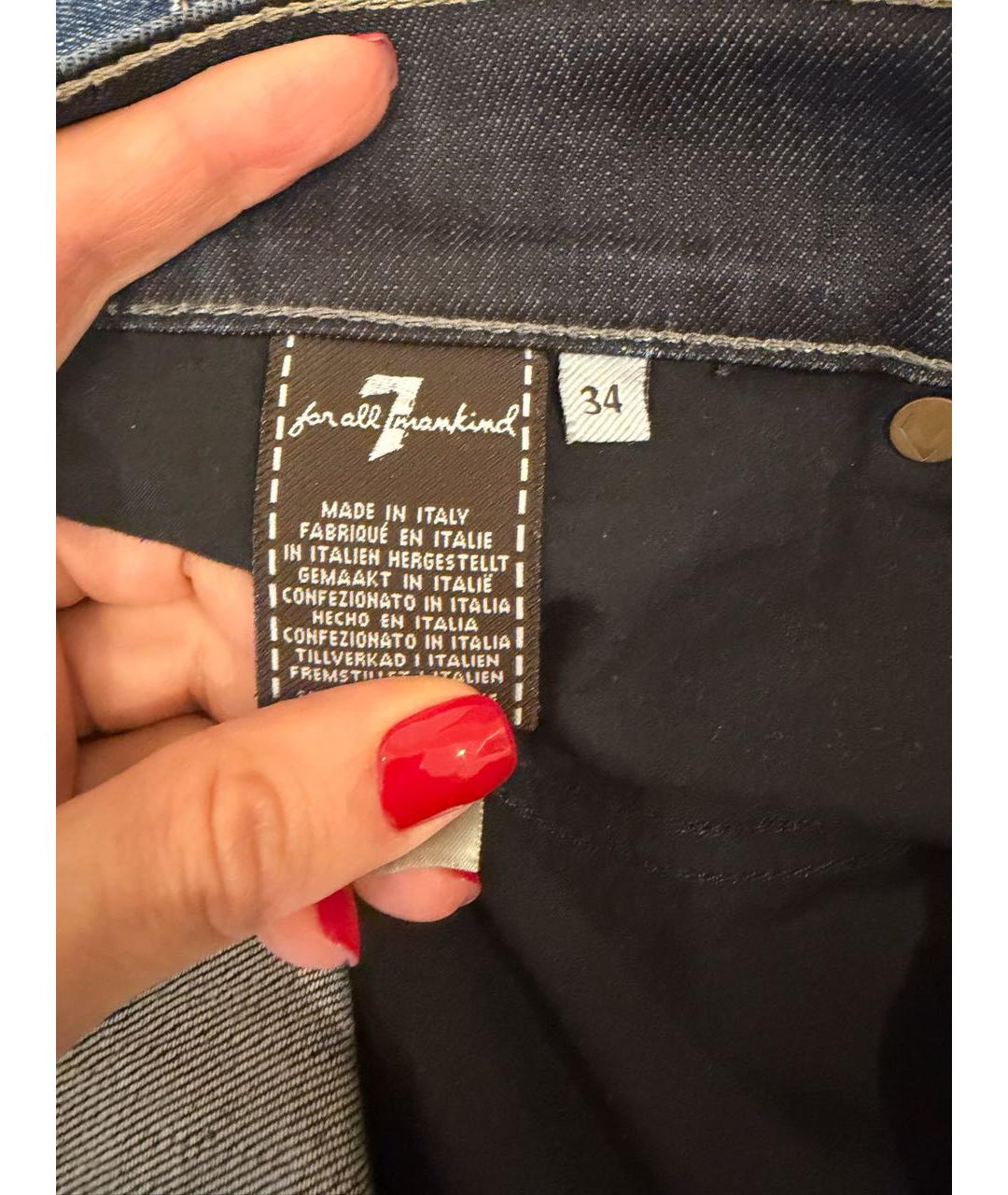 7 FOR ALL MANKIND Синие хлопковые прямые джинсы, фото 5