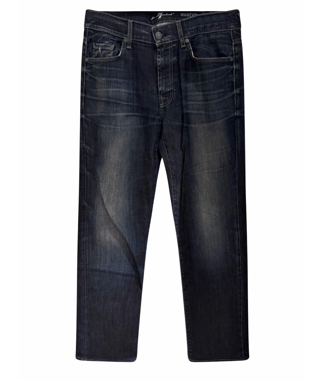 7 FOR ALL MANKIND Синие хлопковые прямые джинсы, фото 6