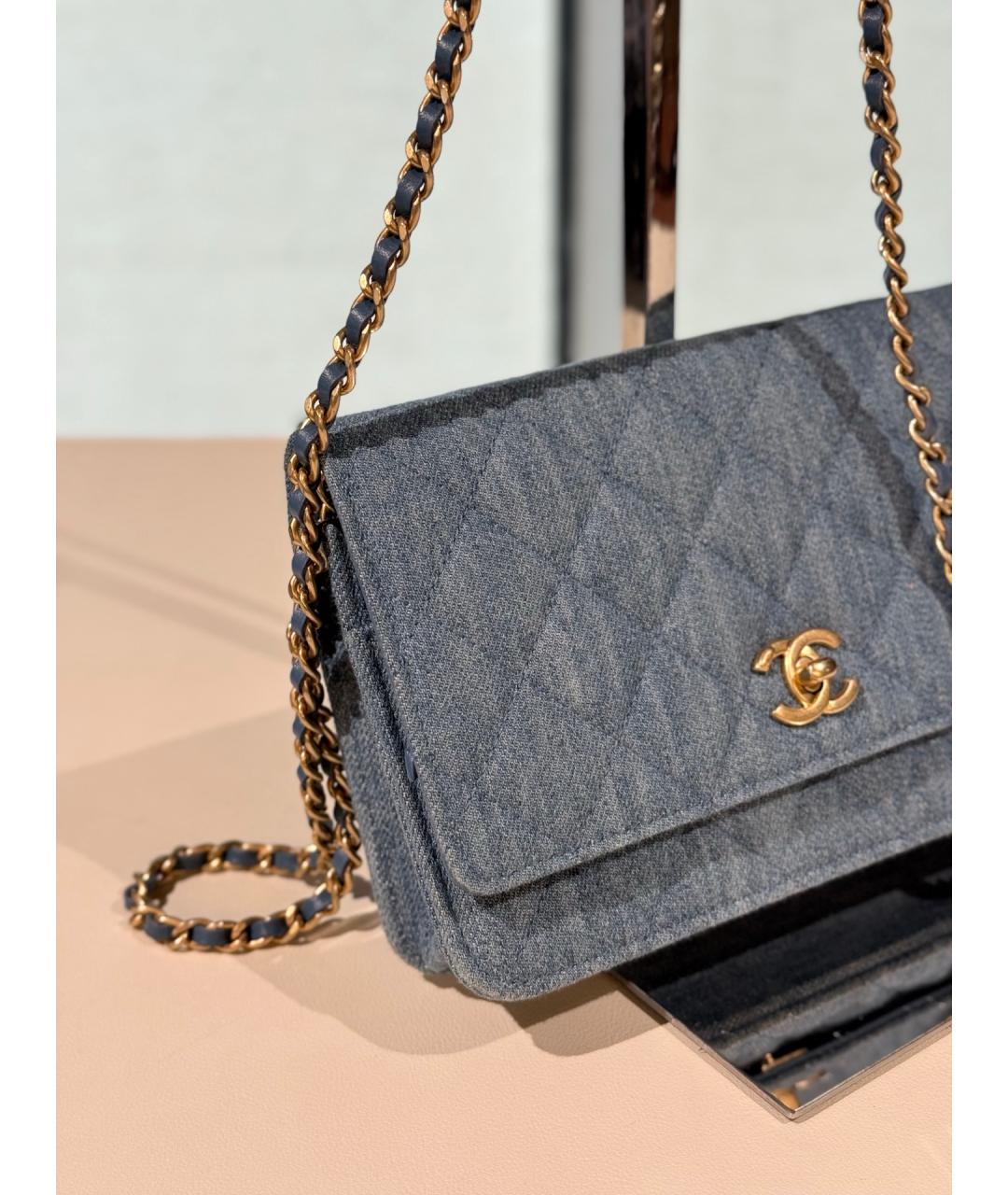 CHANEL Синяя деним сумка через плечо, фото 4