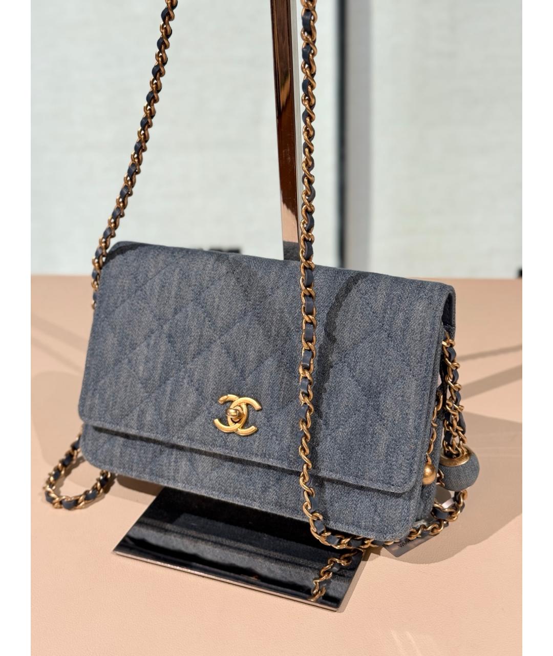 CHANEL Синяя деним сумка через плечо, фото 3