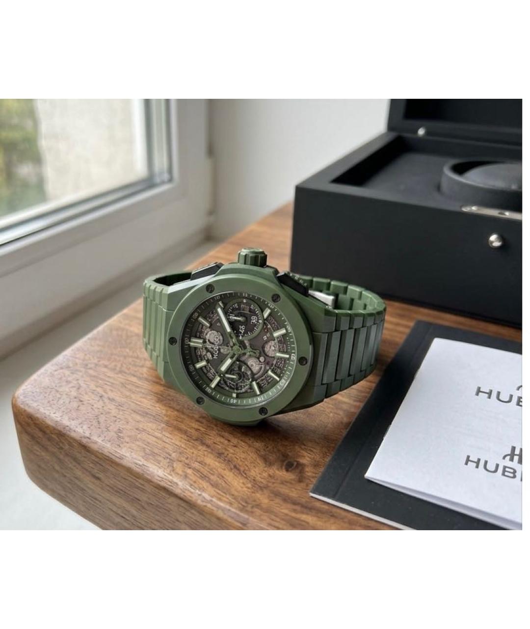 HUBLOT Зеленые керамические часы, фото 4