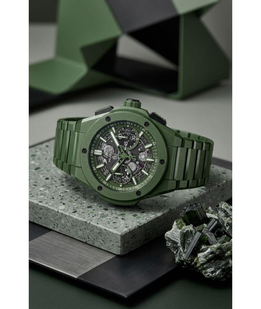 HUBLOT Зеленые керамические часы, фото 5