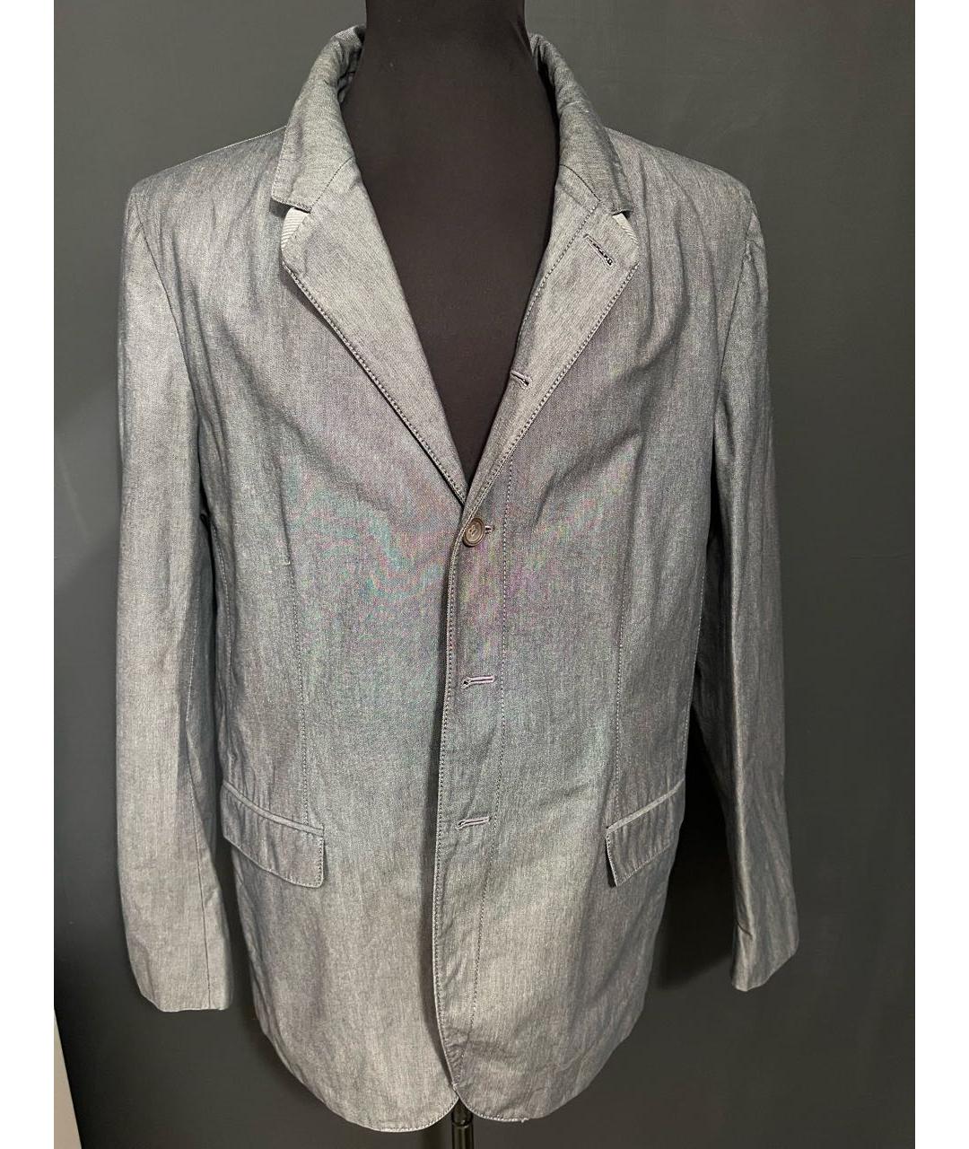 CALVIN KLEIN Серый хлопковый пиджак, фото 4