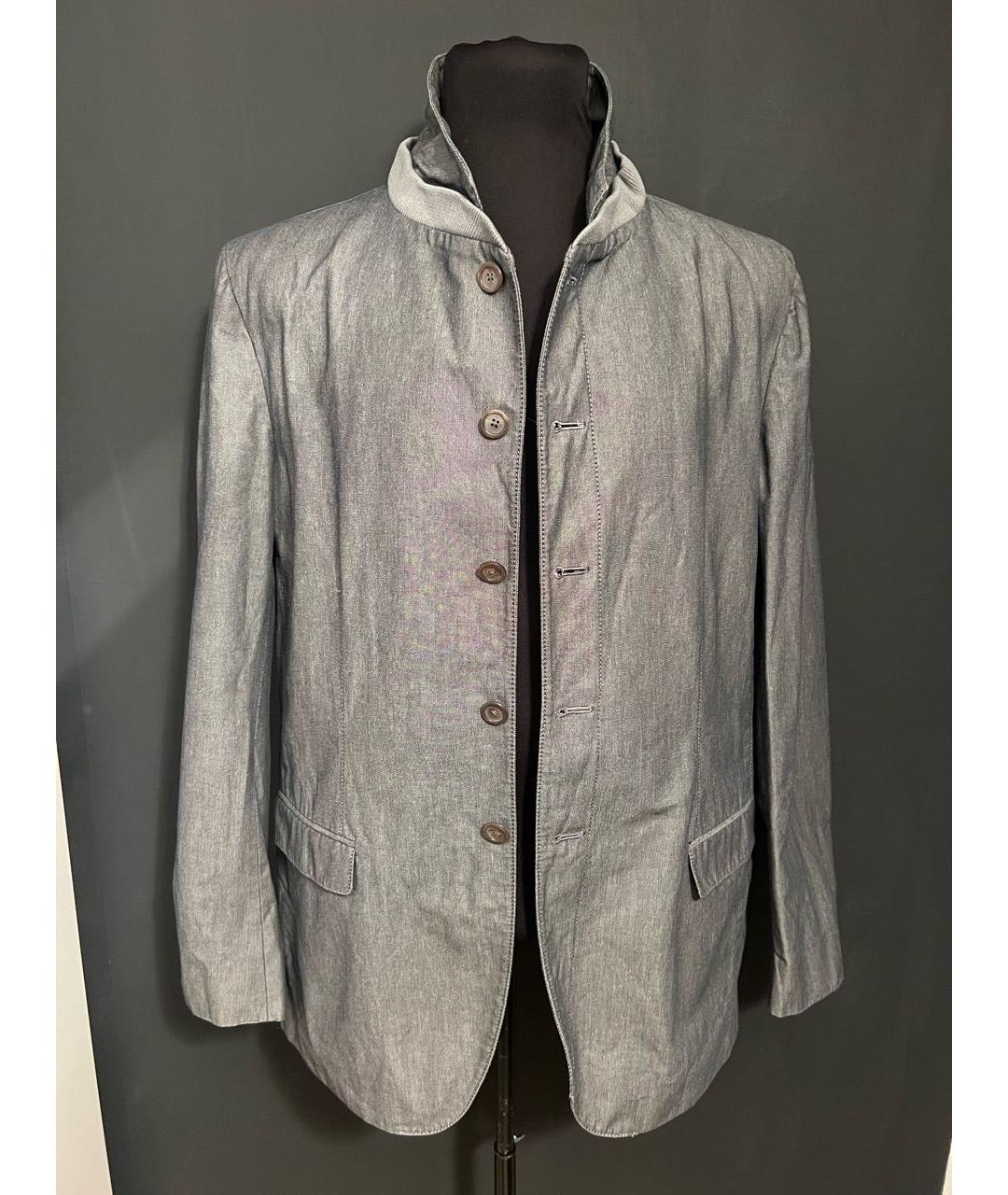 CALVIN KLEIN Серый хлопковый пиджак, фото 6