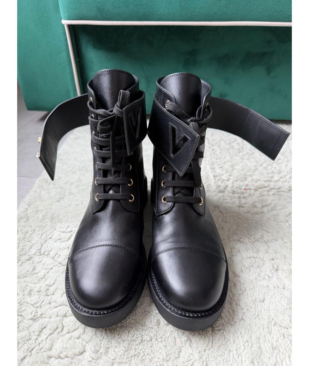 LOUIS VUITTON Черные кожаные ботинки, фото 2
