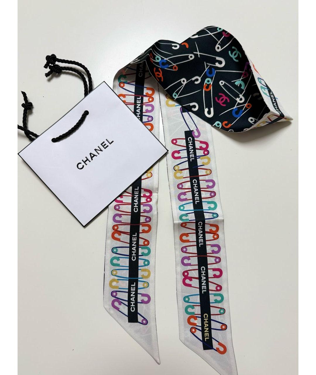 CHANEL Мульти шелковый шарф, фото 7
