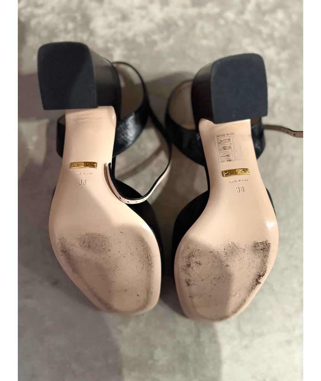 GUCCI Черные кожаные босоножки, фото 5