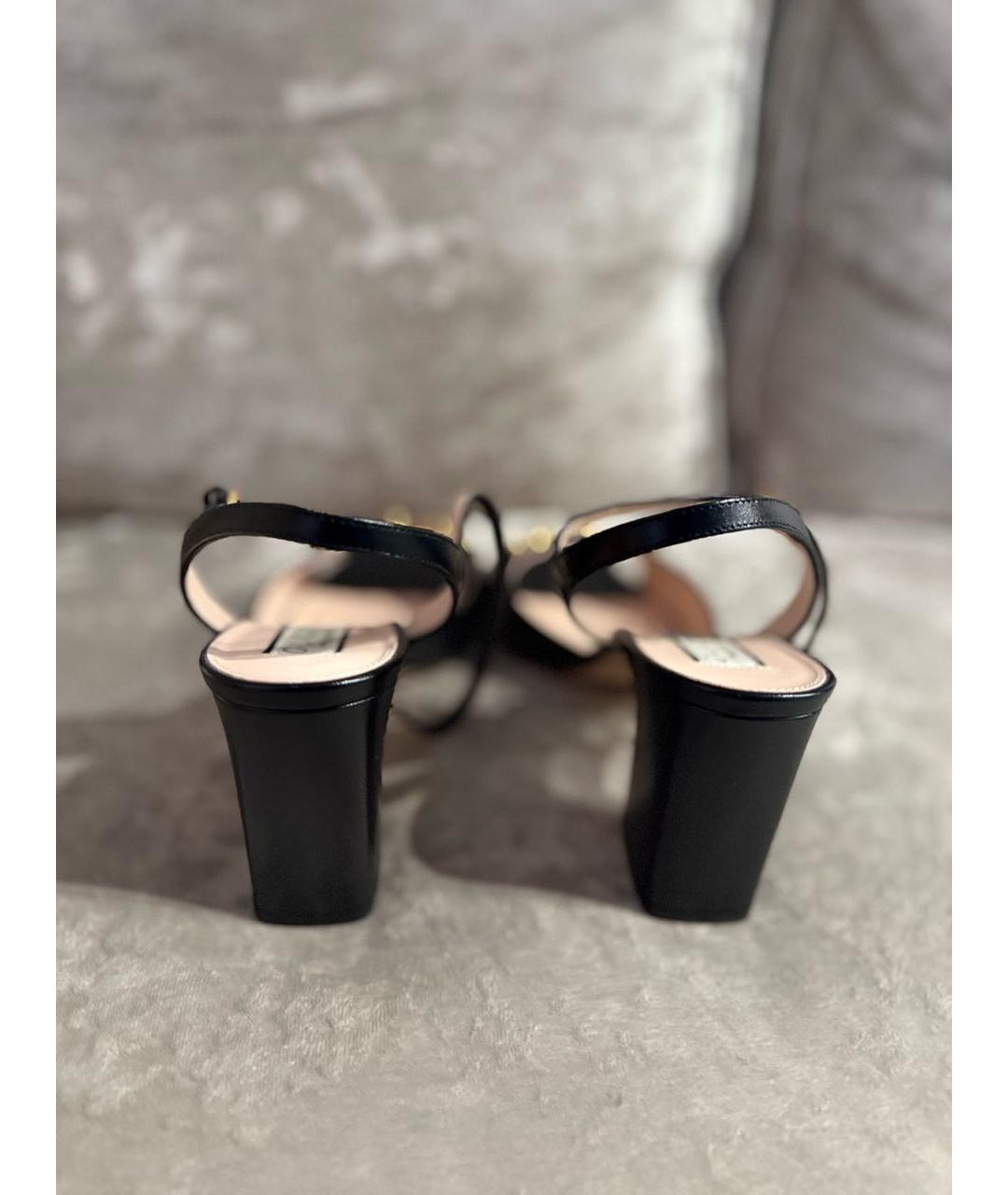 GUCCI Черные кожаные босоножки, фото 4