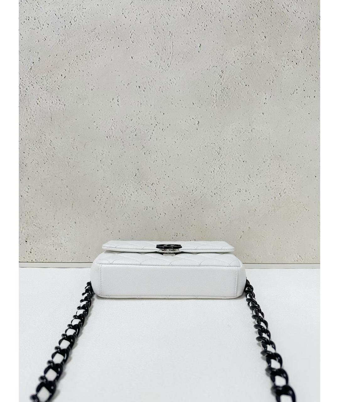 CHANEL Белая кожаная сумка через плечо, фото 5