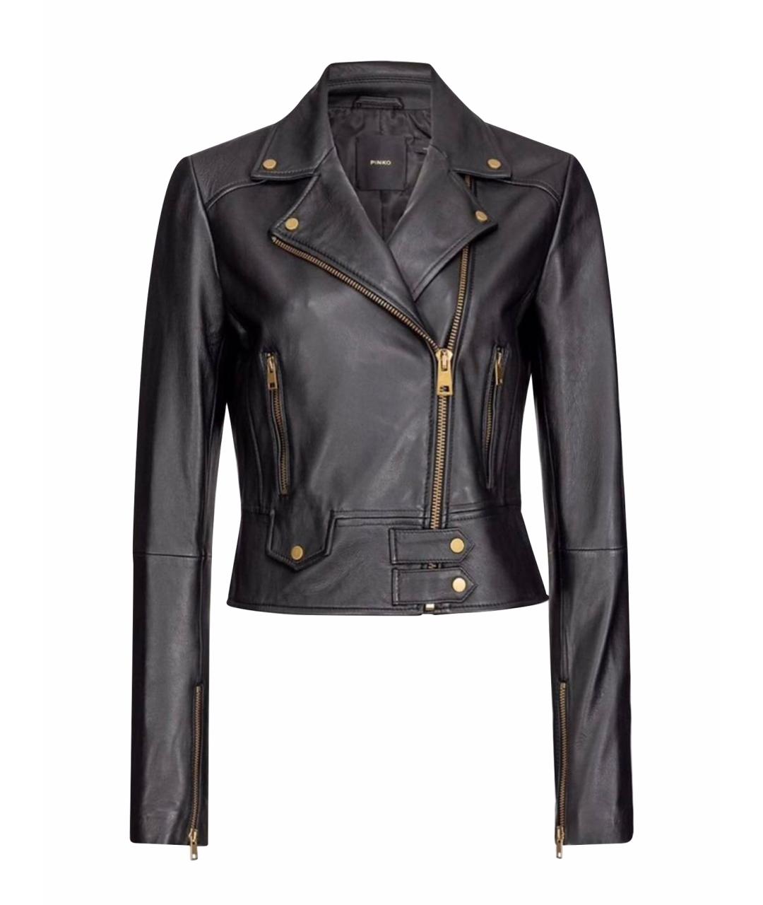 PINKO Черная кожаная куртка, фото 1