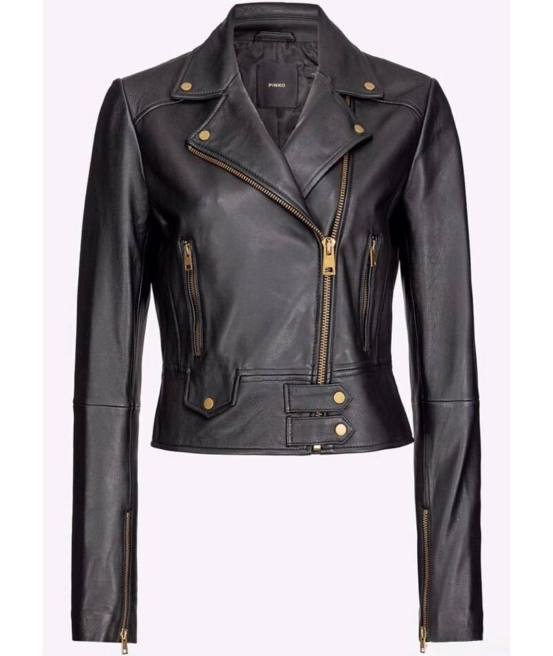 PINKO Черная кожаная куртка, фото 8