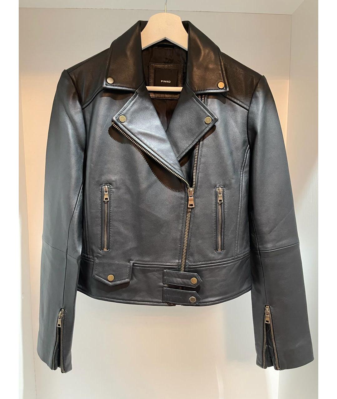 PINKO Черная кожаная куртка, фото 3