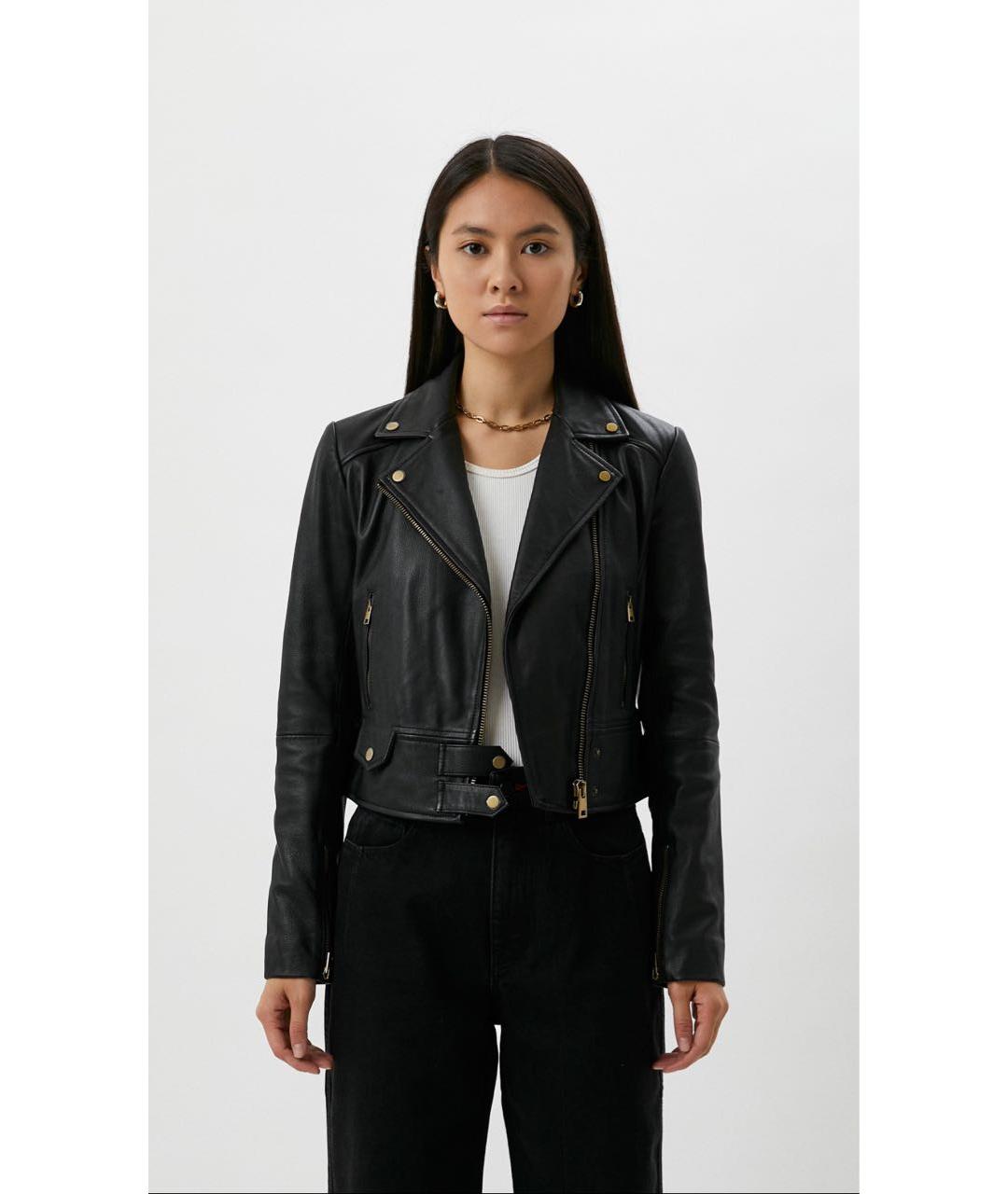 PINKO Черная кожаная куртка, фото 6