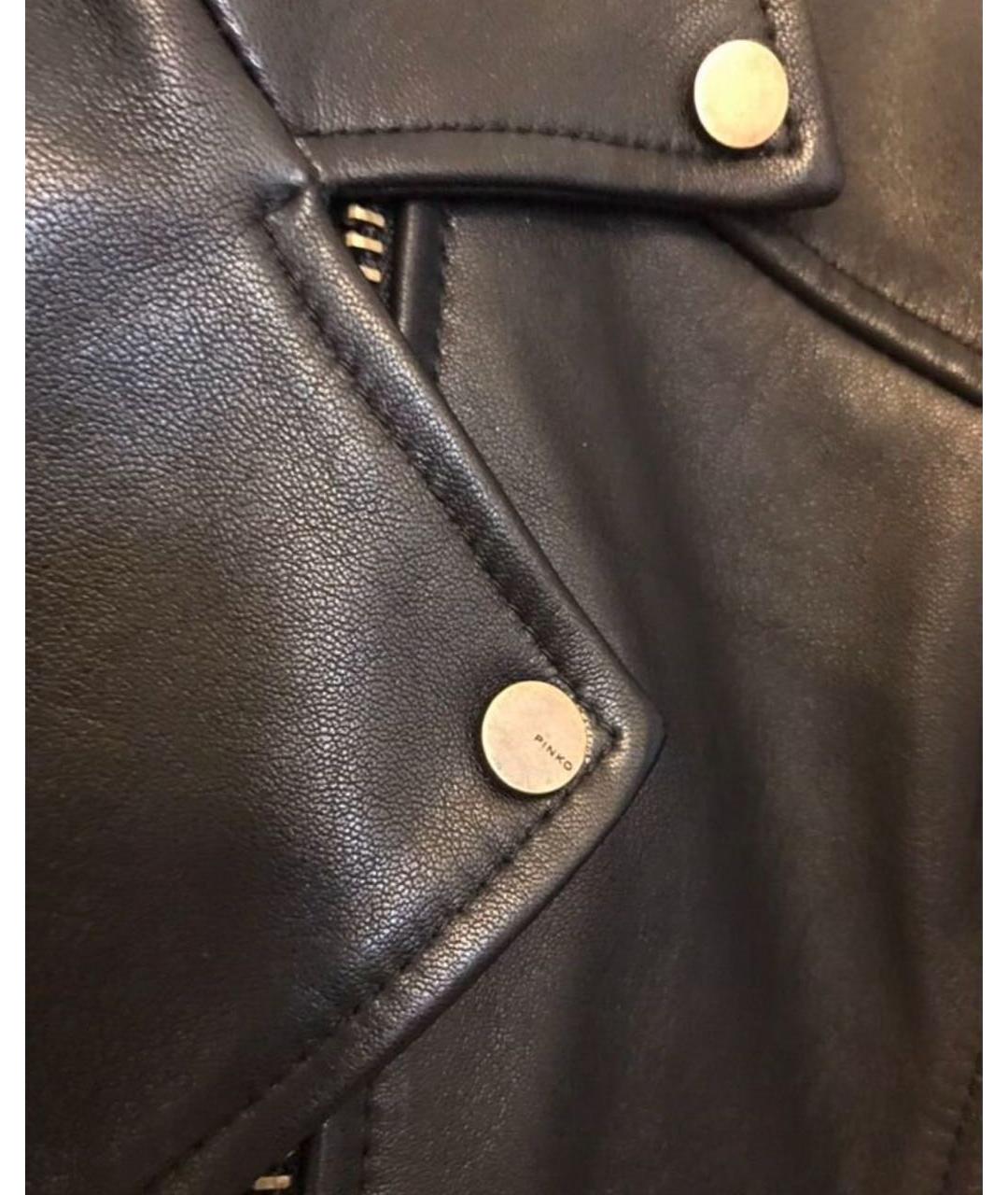 PINKO Черная кожаная куртка, фото 4