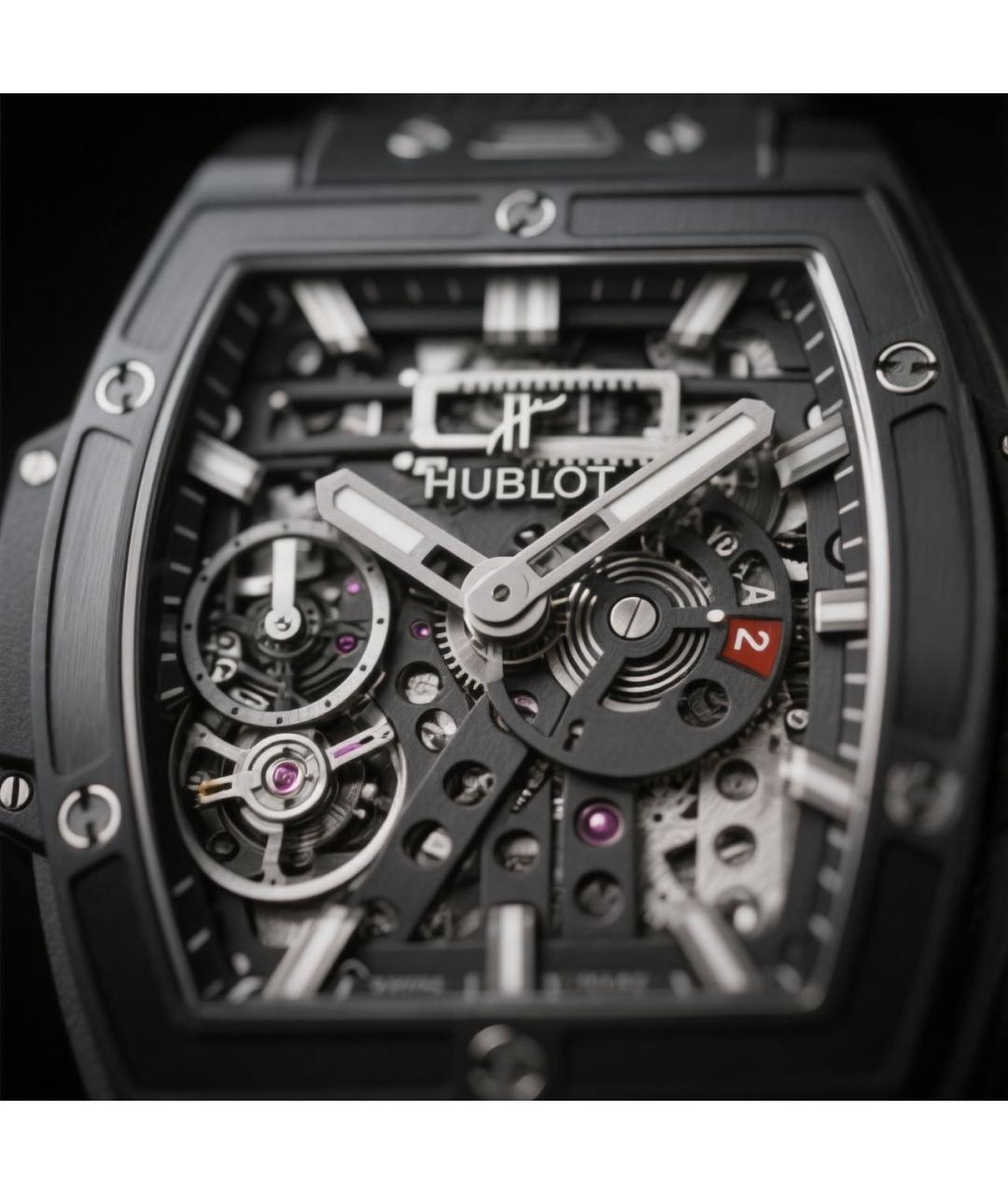 HUBLOT Черные титановые часы, фото 2