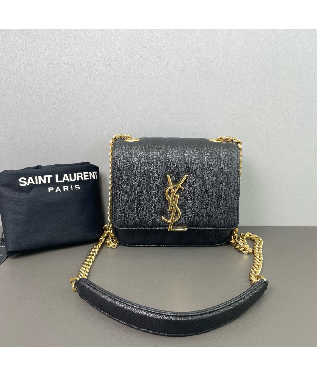 SAINT LAURENT Черная кожаная сумка через плечо, фото 10