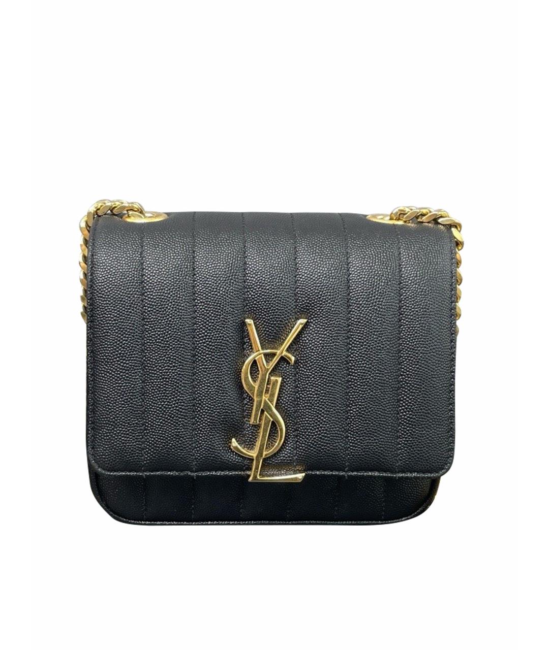 SAINT LAURENT Черная кожаная сумка через плечо, фото 1