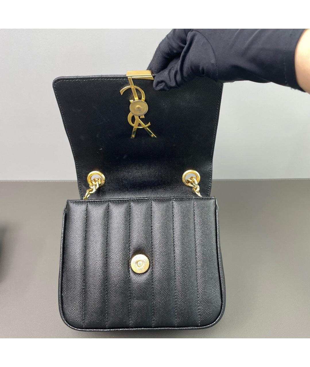 SAINT LAURENT Черная кожаная сумка через плечо, фото 9
