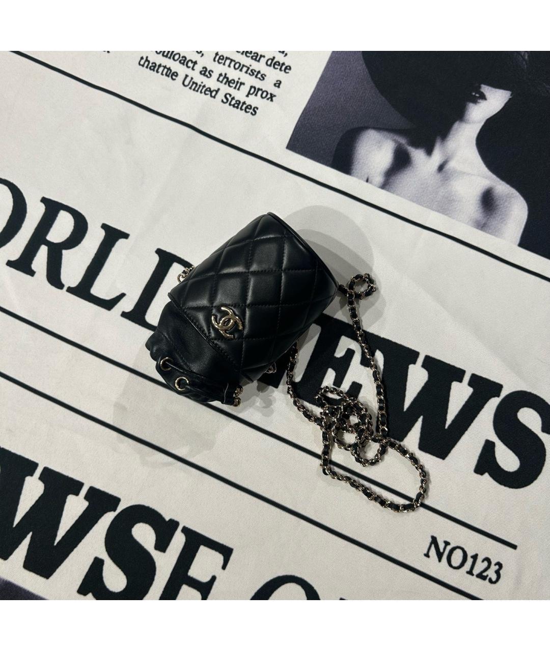 CHANEL Черная кожаная сумка через плечо, фото 5