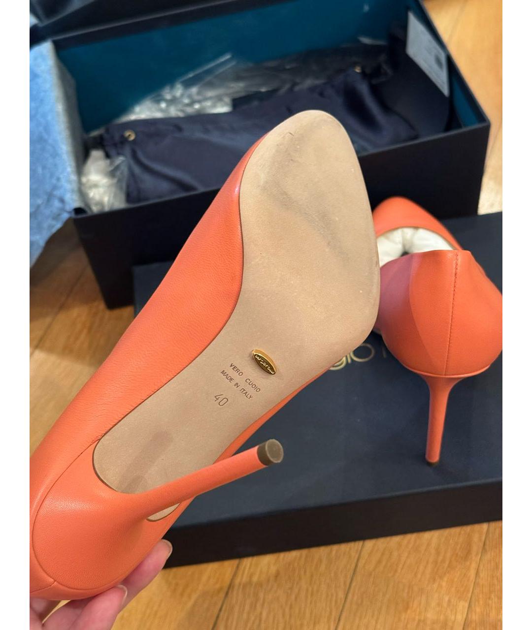 SERGIO ROSSI Коралловые кожаные туфли, фото 4