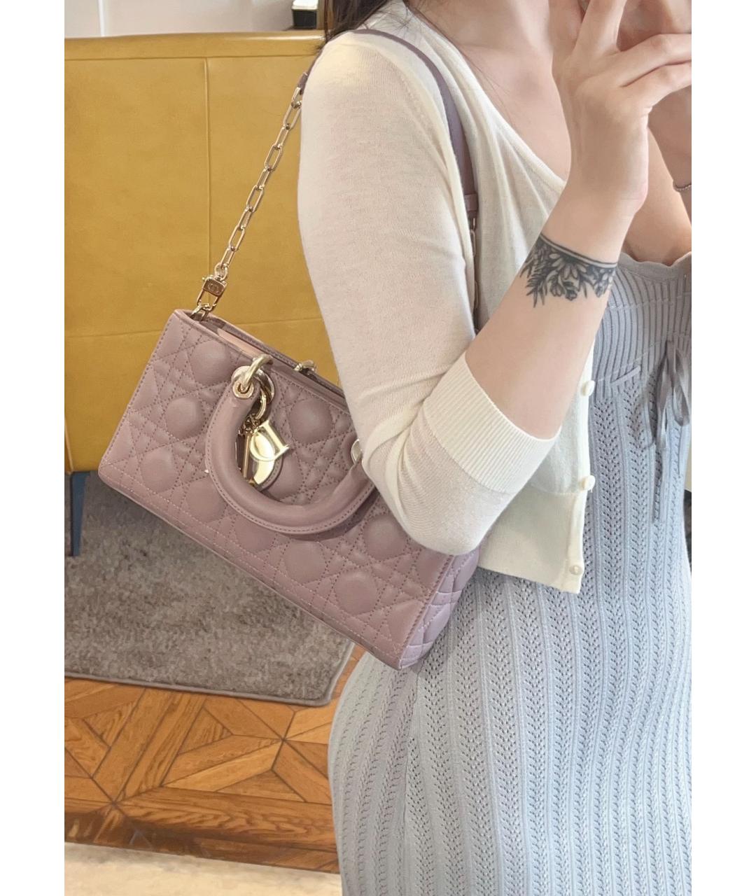 CHRISTIAN DIOR Розовая кожаная сумка через плечо, фото 9