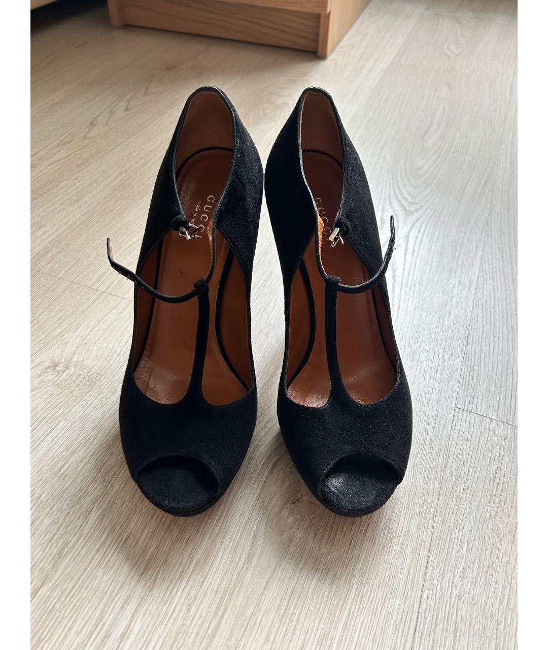 GUCCI Черные замшевые туфли, фото 2