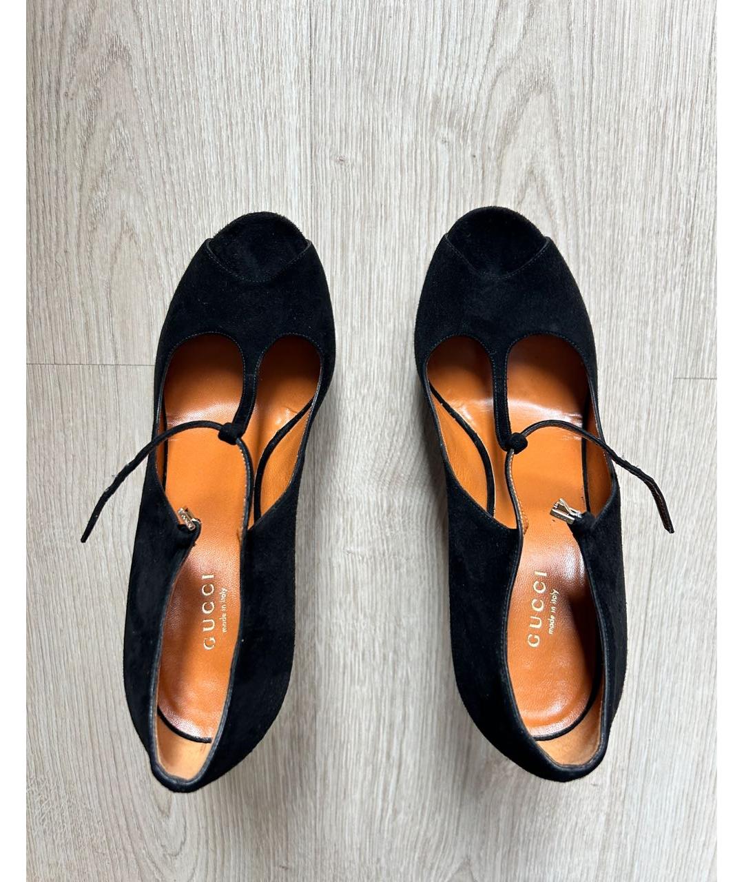 GUCCI Черные замшевые туфли, фото 3