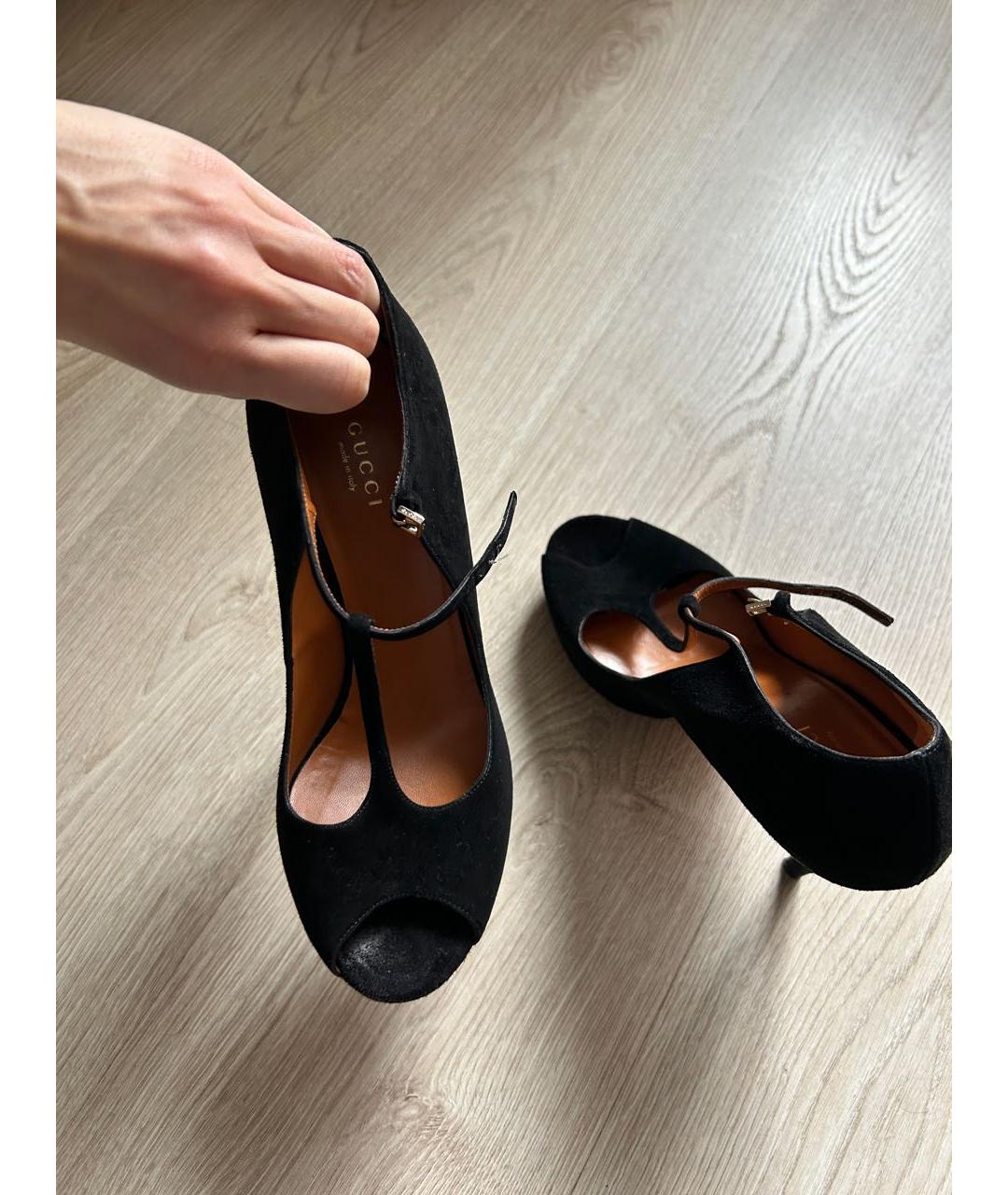 GUCCI Черные замшевые туфли, фото 8