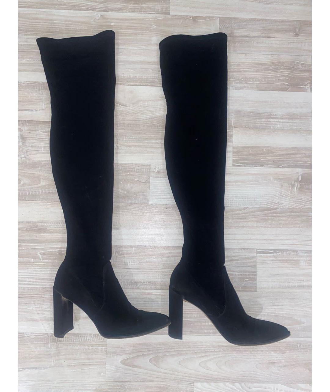 STUART WEITZMAN Черные замшевые ботфорты, фото 9