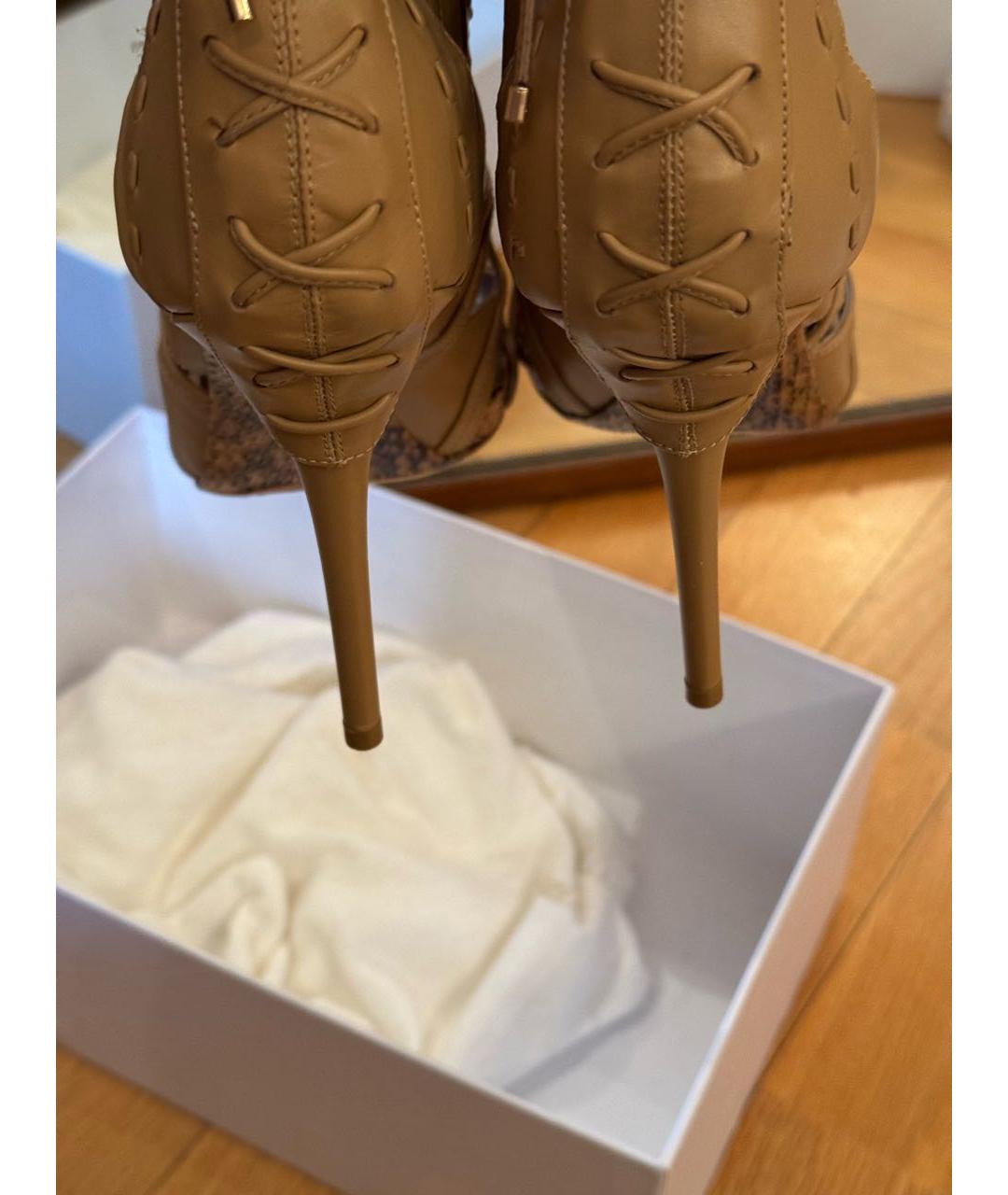 CHRISTIAN DIOR Бежевые кожаные босоножки, фото 6