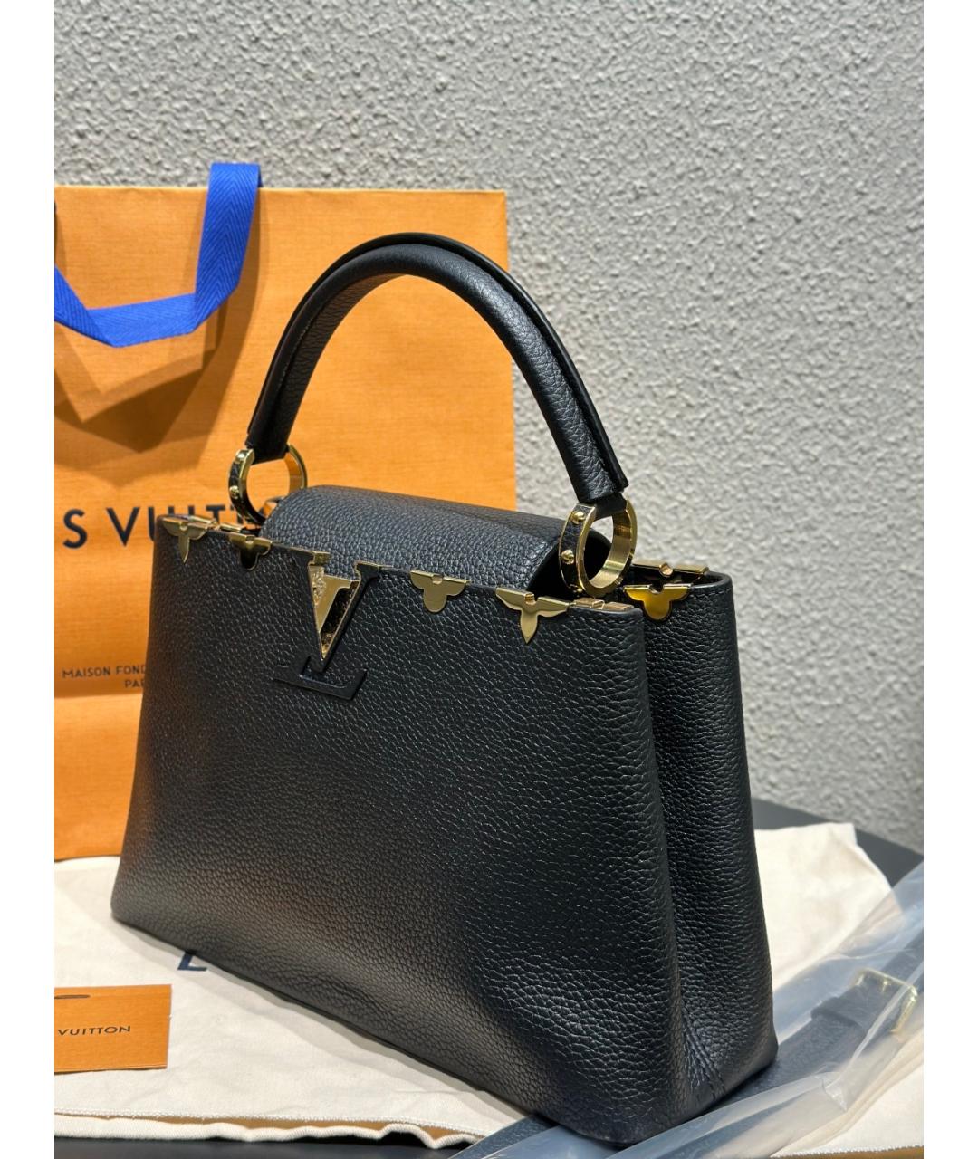 LOUIS VUITTON Черная кожаная сумка через плечо, фото 3