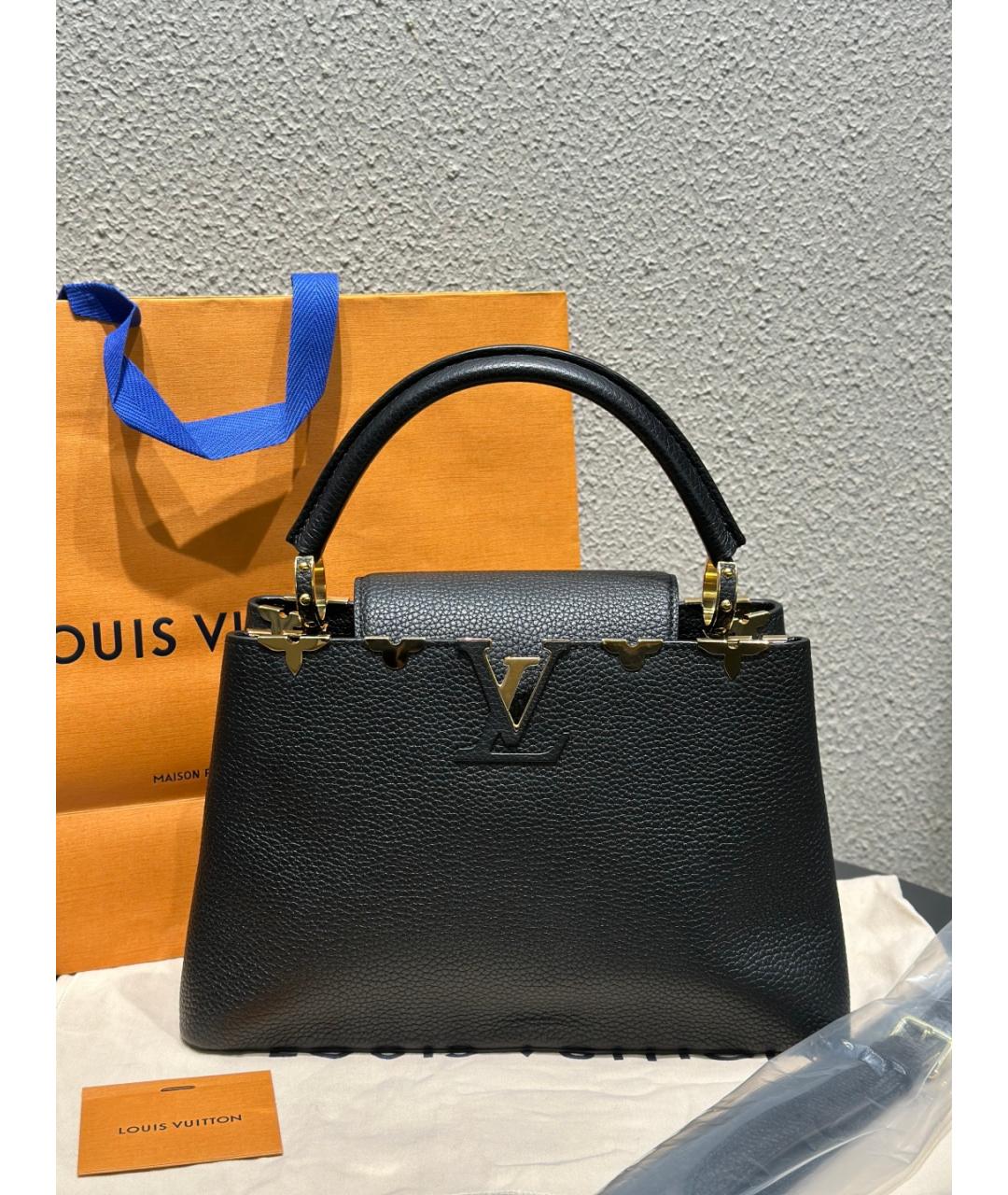 LOUIS VUITTON Черная кожаная сумка через плечо, фото 10