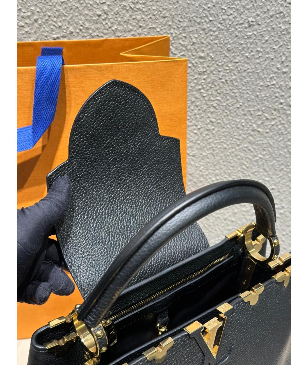 LOUIS VUITTON Черная кожаная сумка через плечо, фото 7