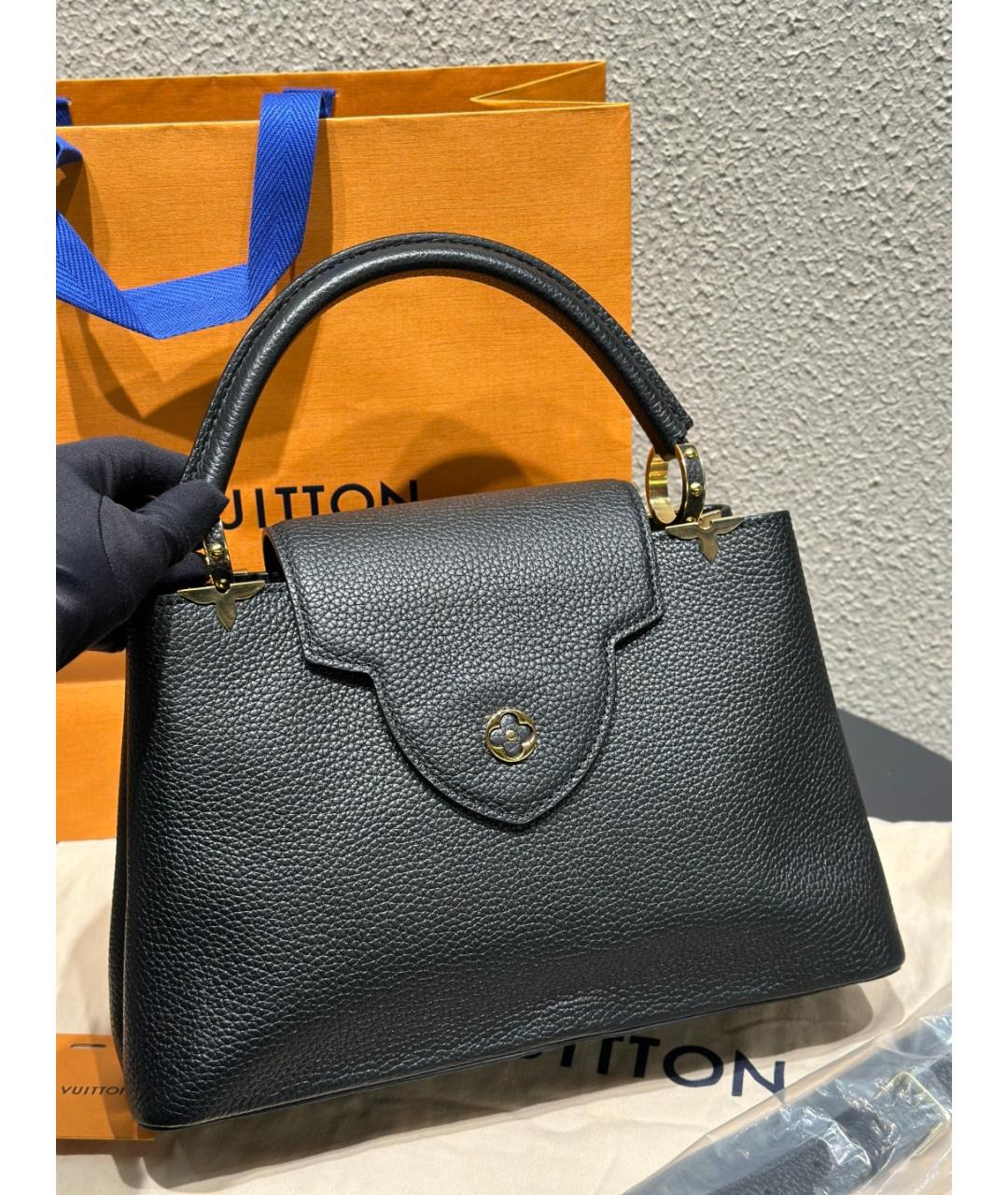 LOUIS VUITTON Черная кожаная сумка через плечо, фото 6