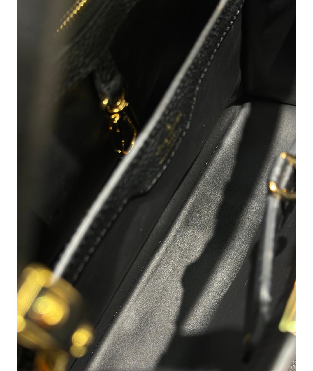 LOUIS VUITTON Черная кожаная сумка через плечо, фото 8