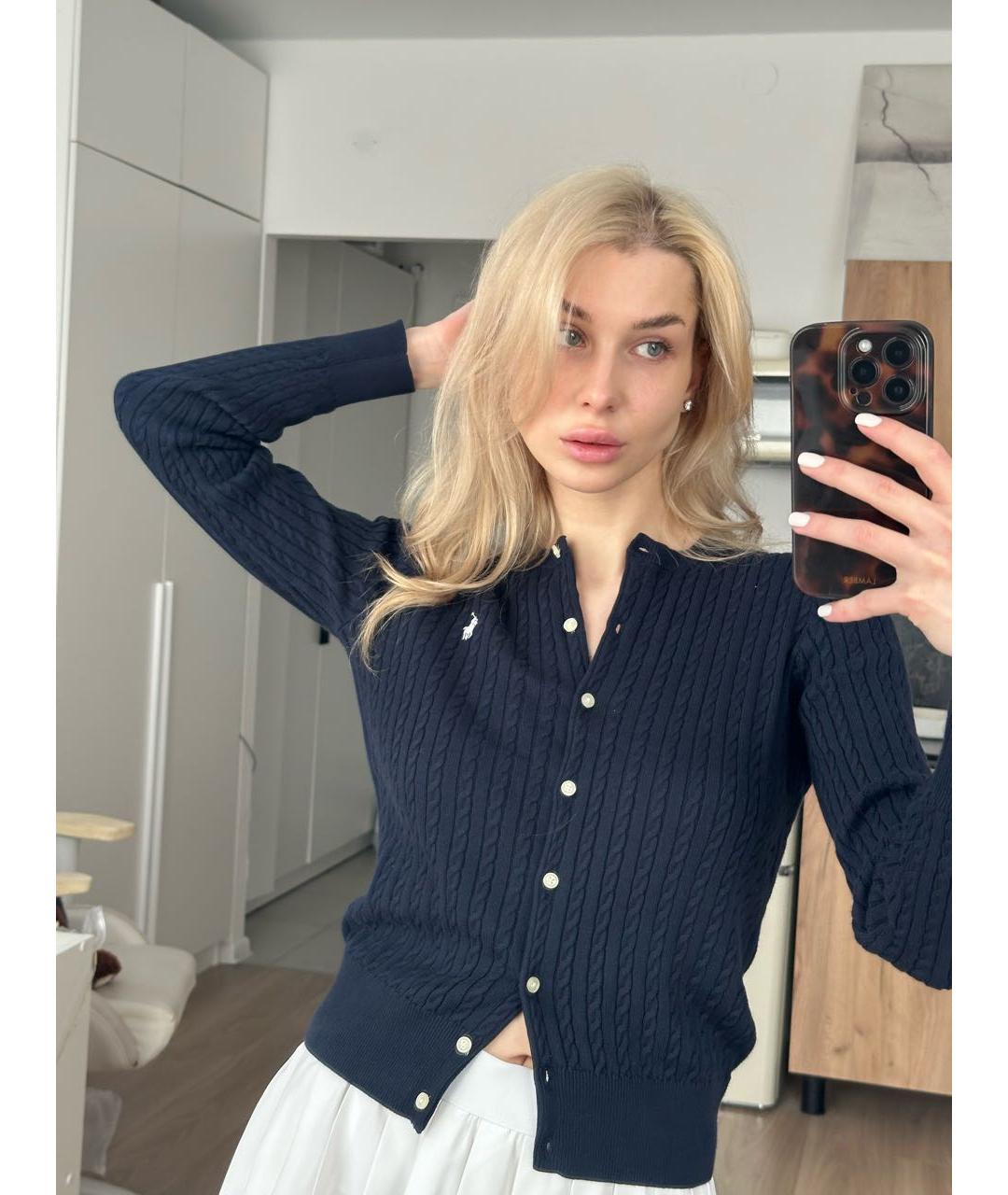 POLO RALPH LAUREN Темно-синий хлопковый кардиган, фото 6