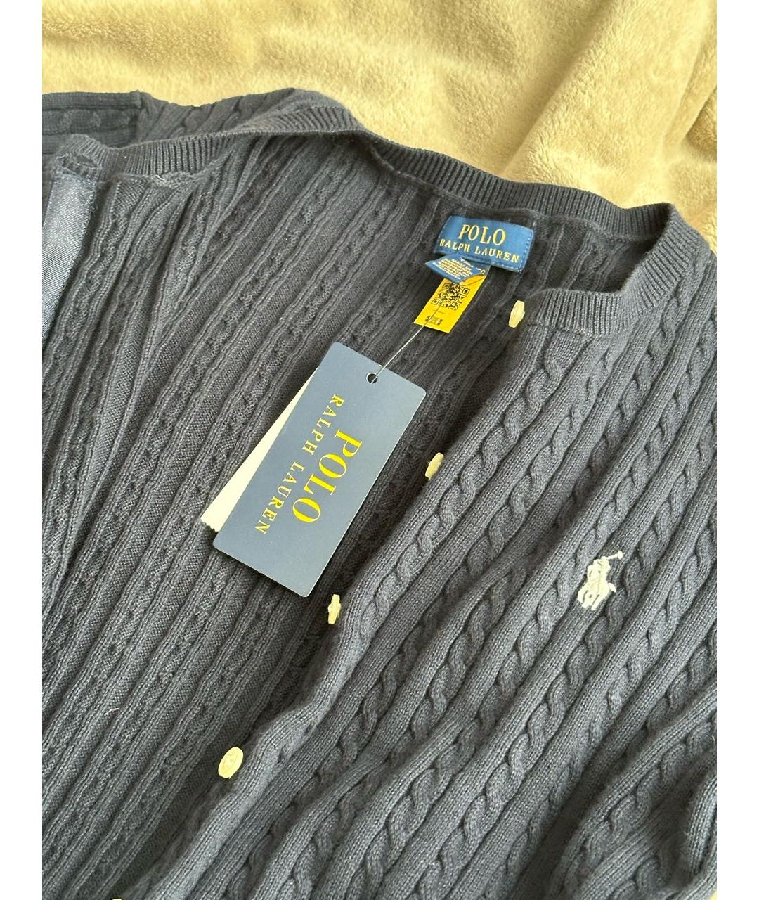 POLO RALPH LAUREN Темно-синий хлопковый кардиган, фото 4