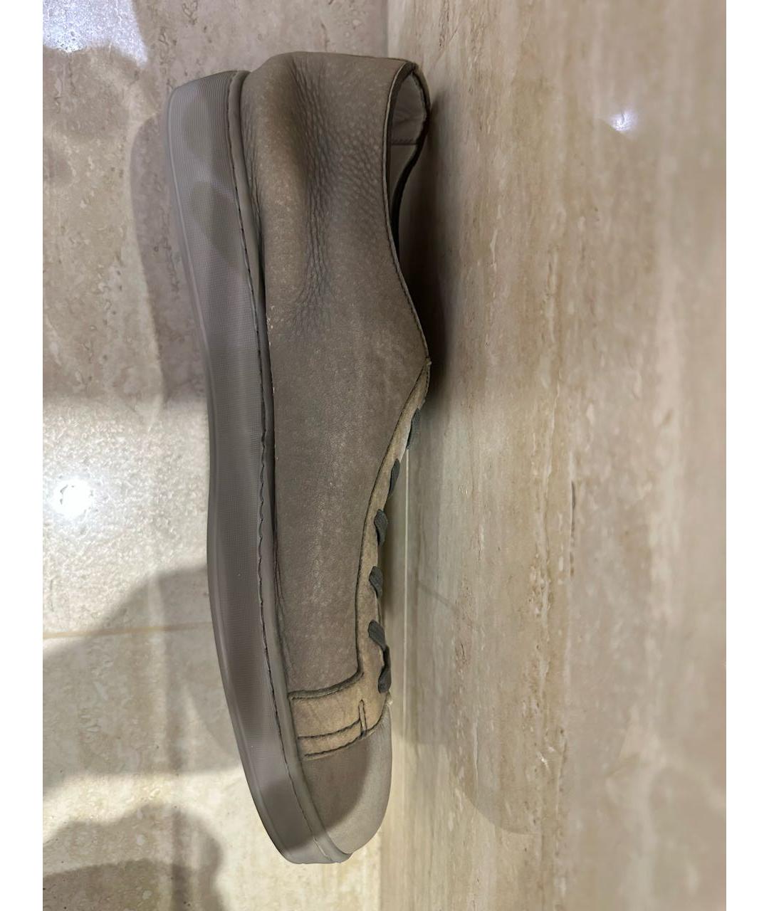 SANTONI Бежевые кожаные низкие кроссовки / кеды, фото 5