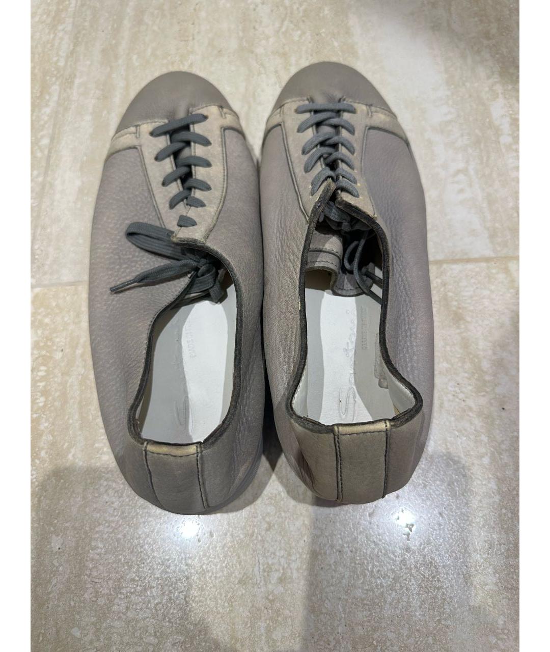 SANTONI Бежевые кожаные низкие кроссовки / кеды, фото 3