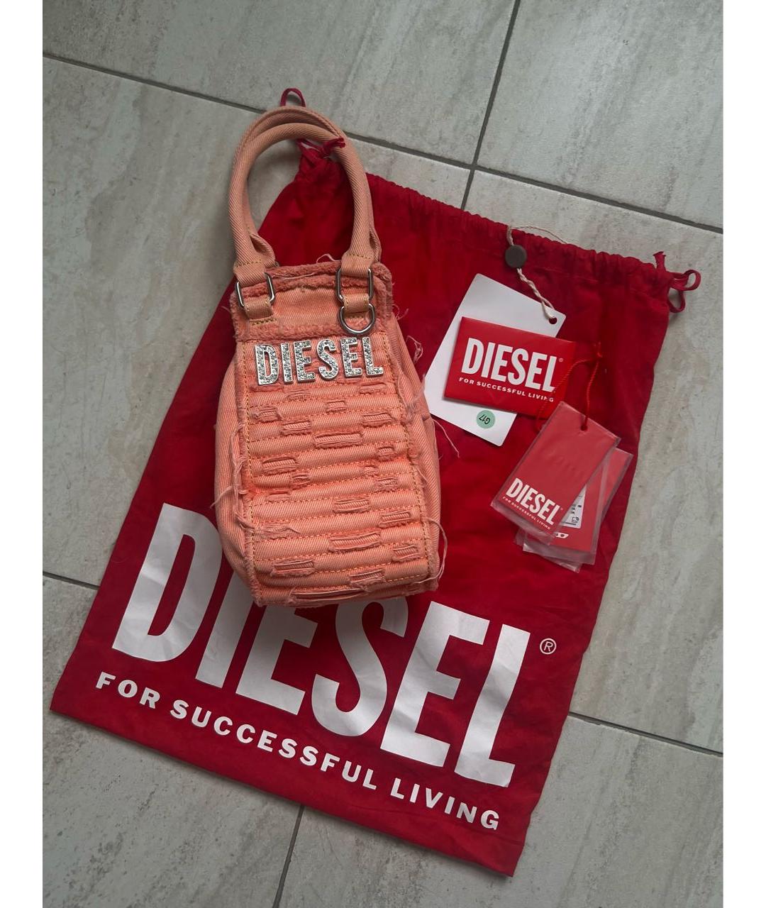 DIESEL Коралловая хлопковая сумка с короткими ручками, фото 2