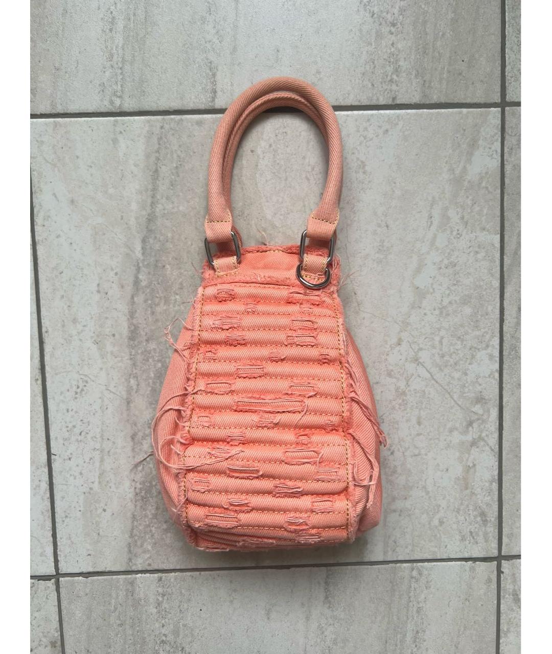DIESEL Коралловая хлопковая сумка с короткими ручками, фото 4