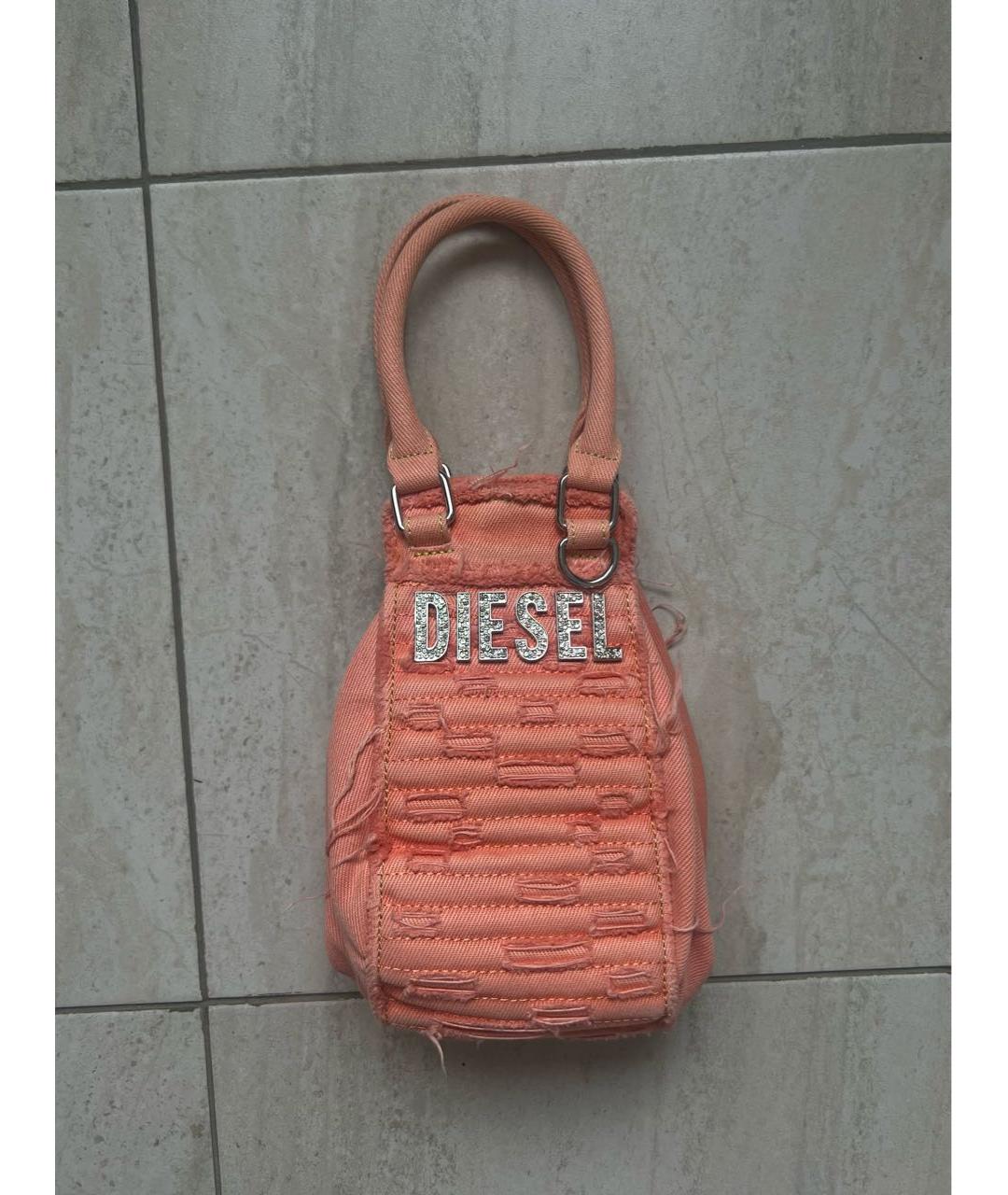 DIESEL Коралловая хлопковая сумка с короткими ручками, фото 9