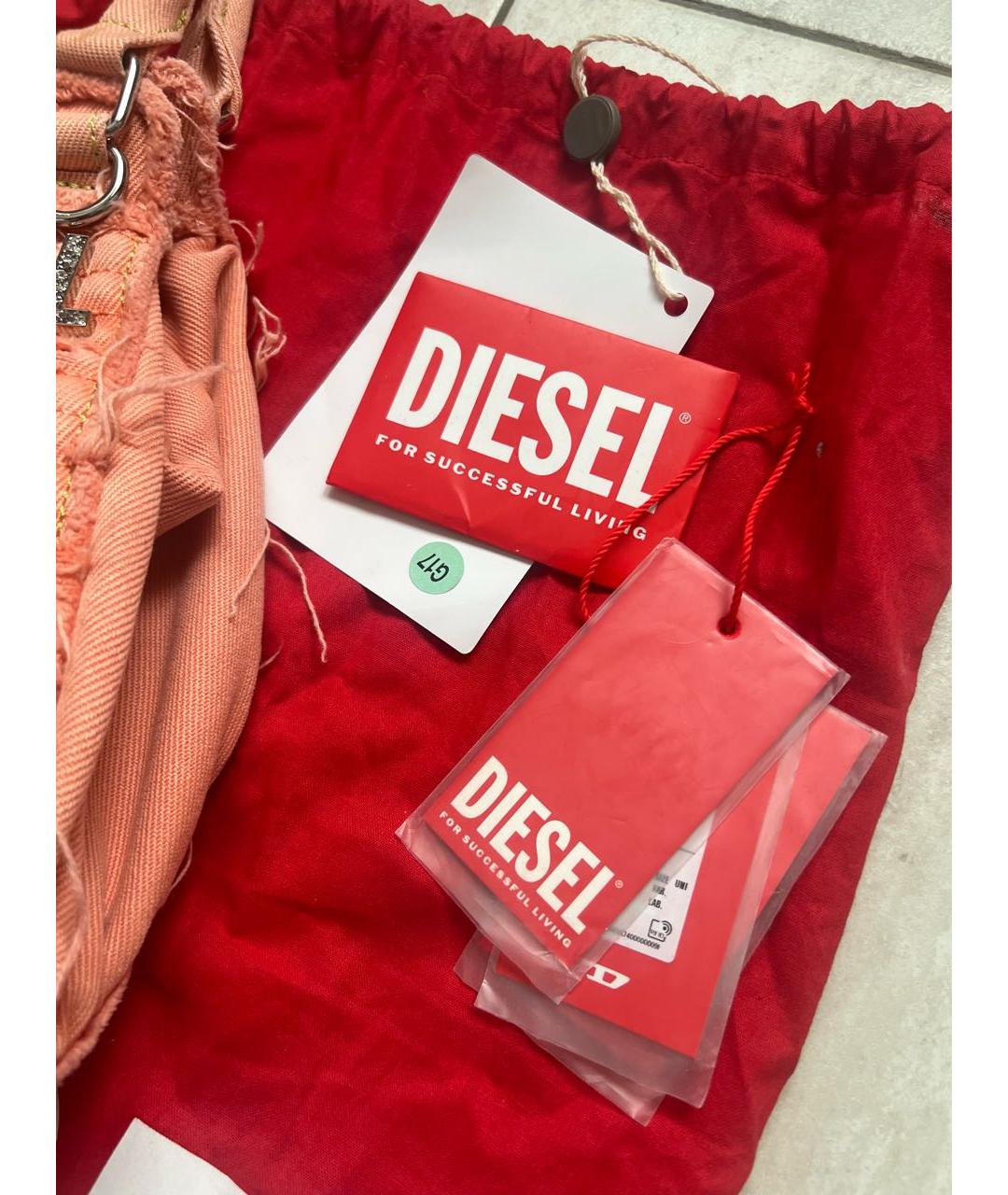 DIESEL Коралловая хлопковая сумка с короткими ручками, фото 8