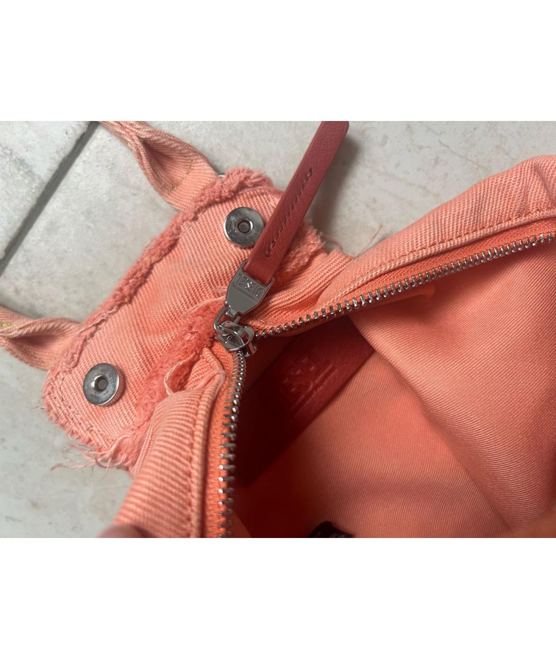 DIESEL Коралловая хлопковая сумка с короткими ручками, фото 7