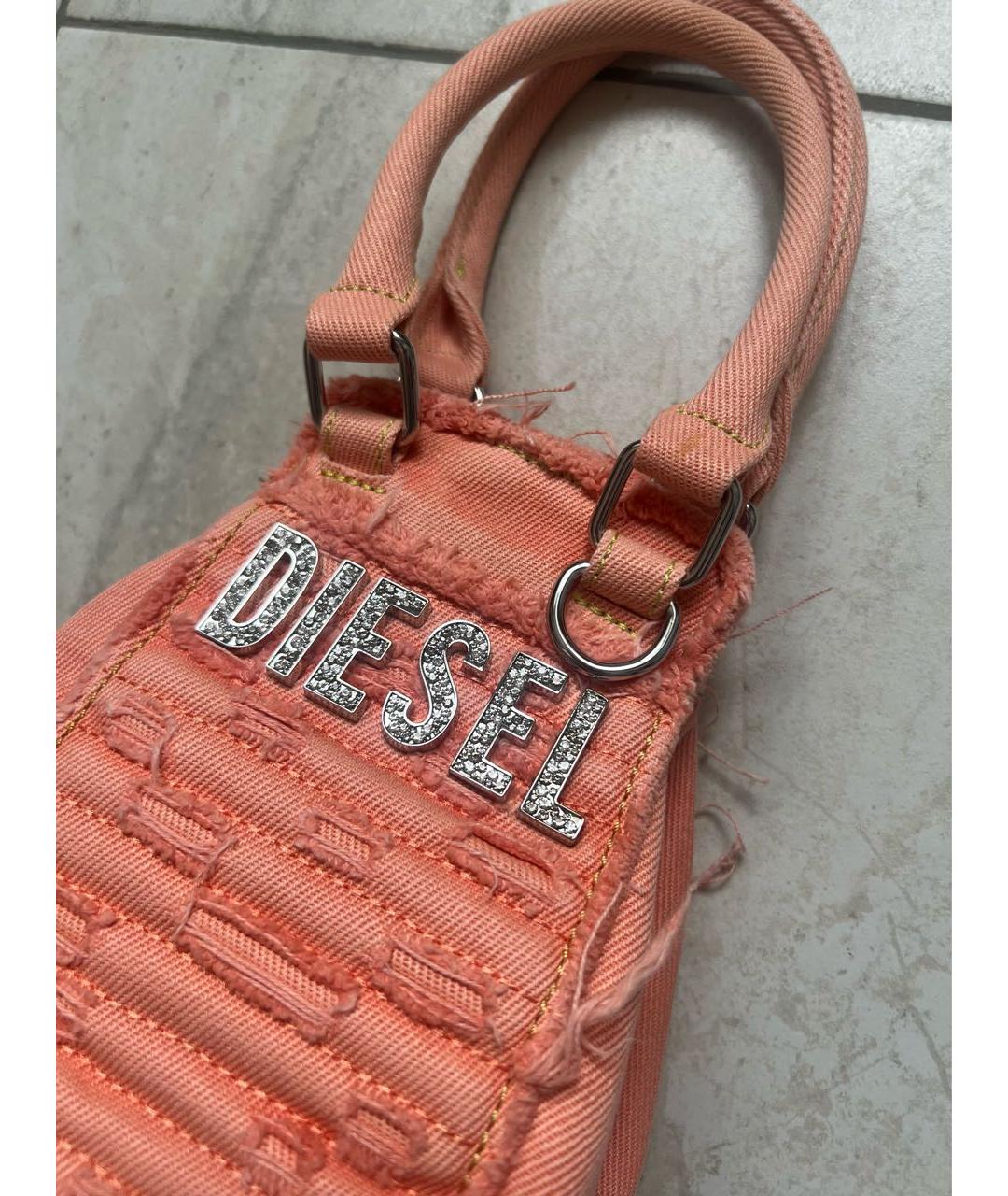 DIESEL Коралловая хлопковая сумка с короткими ручками, фото 3