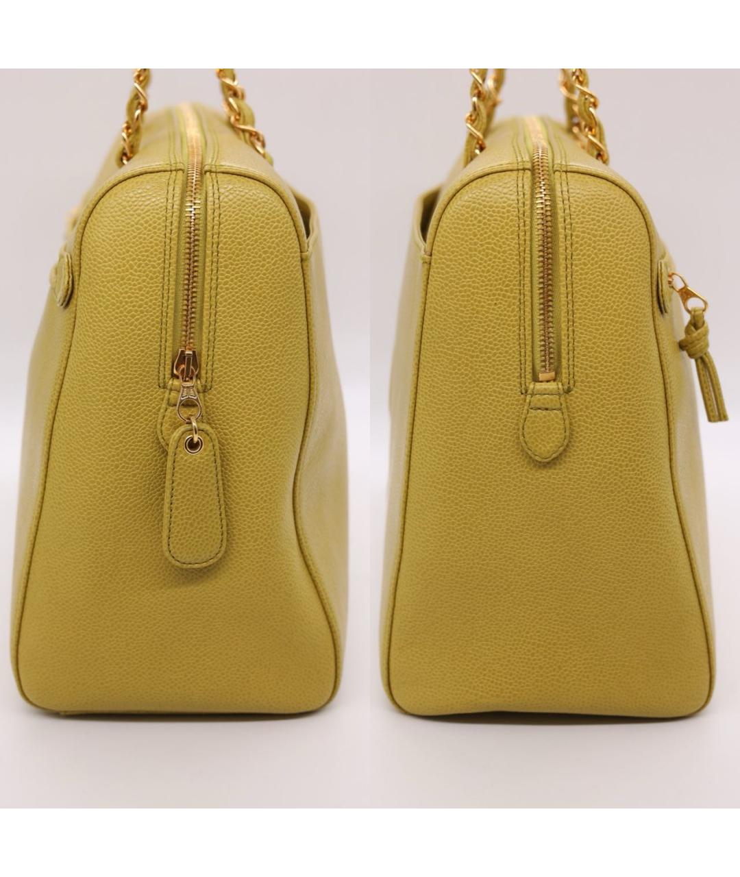 CHANEL Желтая кожаная сумка тоут, фото 3