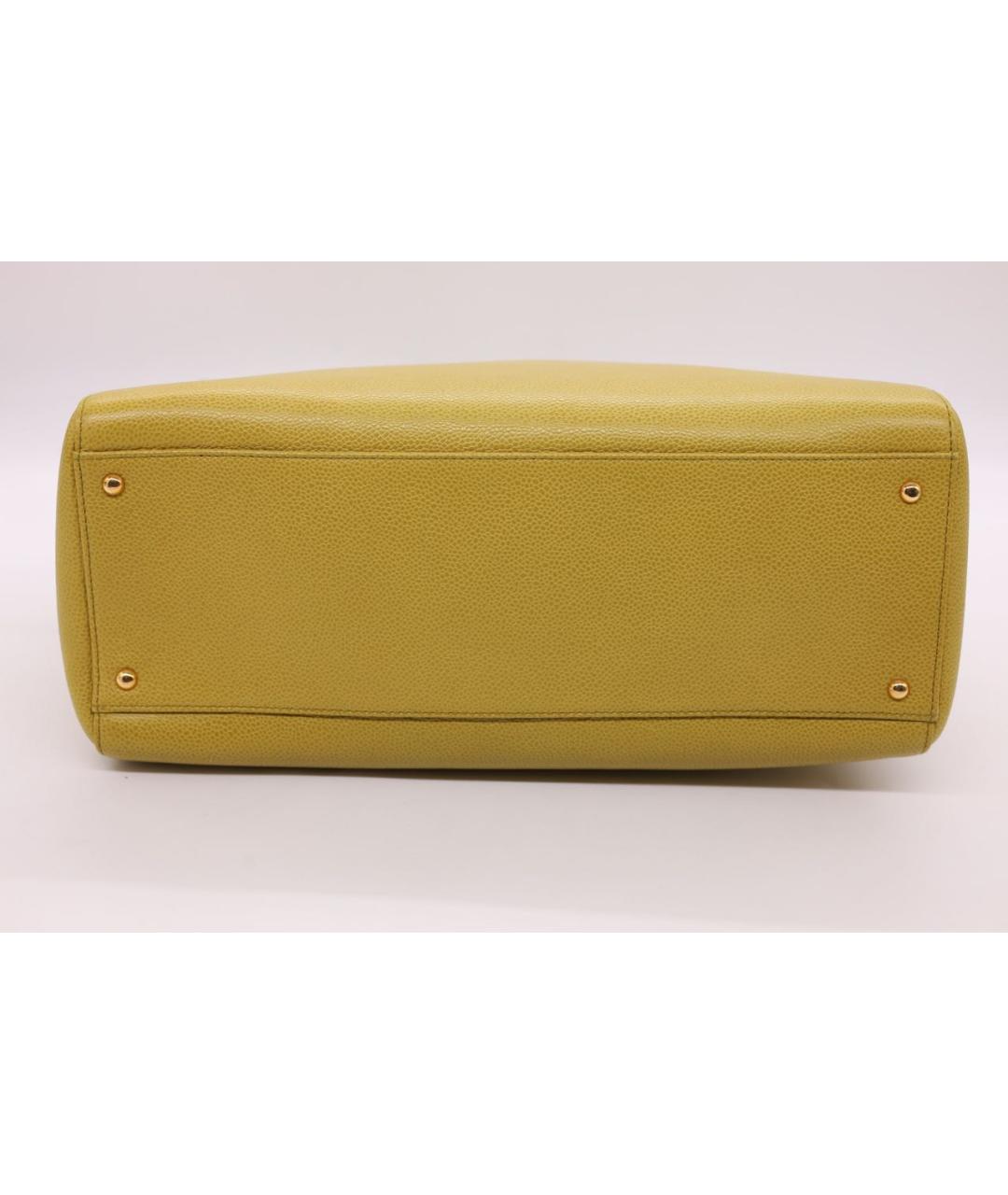 CHANEL Желтая кожаная сумка тоут, фото 6