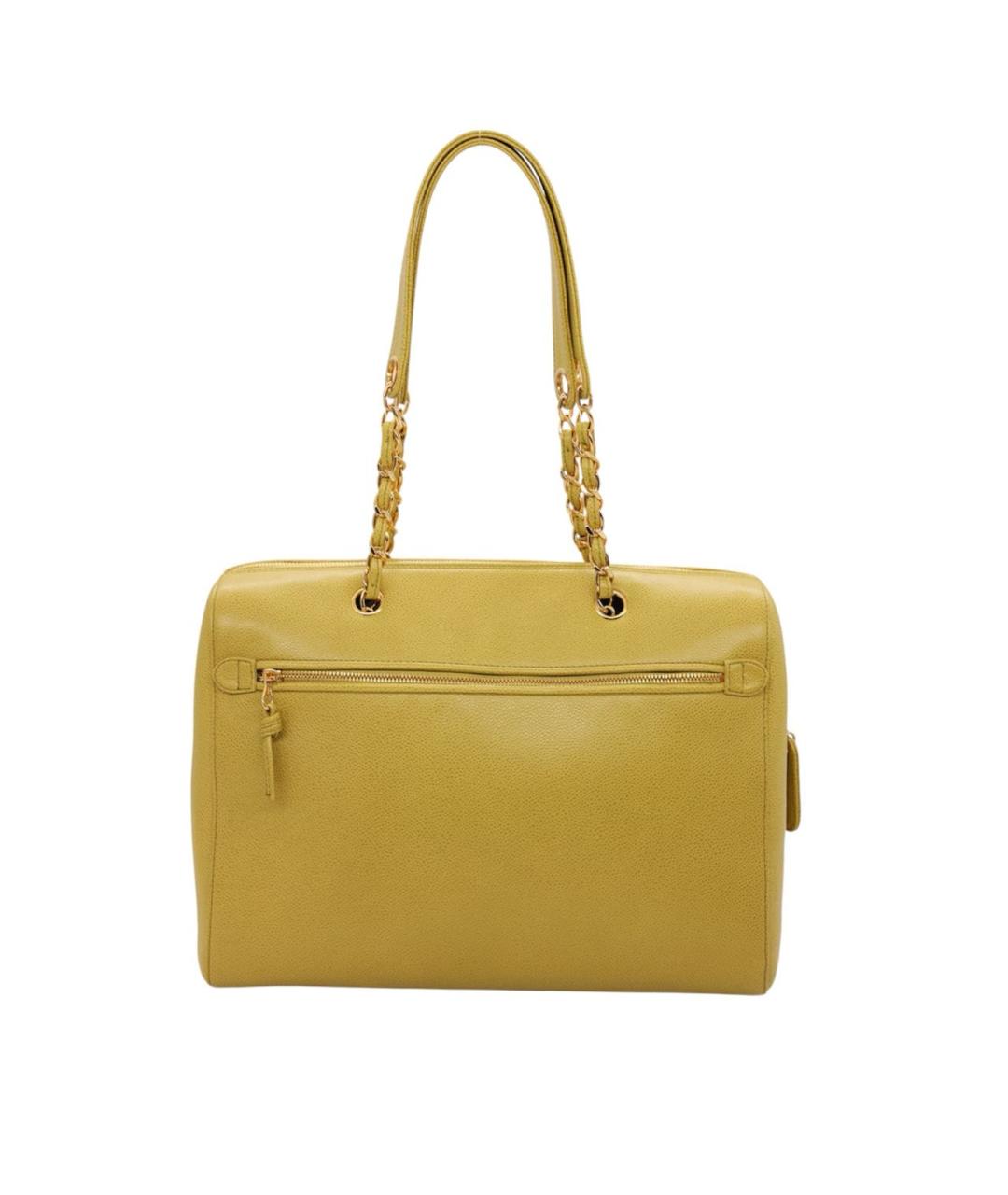 CHANEL Желтая кожаная сумка тоут, фото 2